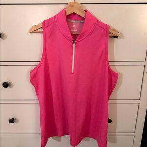 Adidas Sleeveless Quarter-Zip Golf Polo – Hot Pink – XL